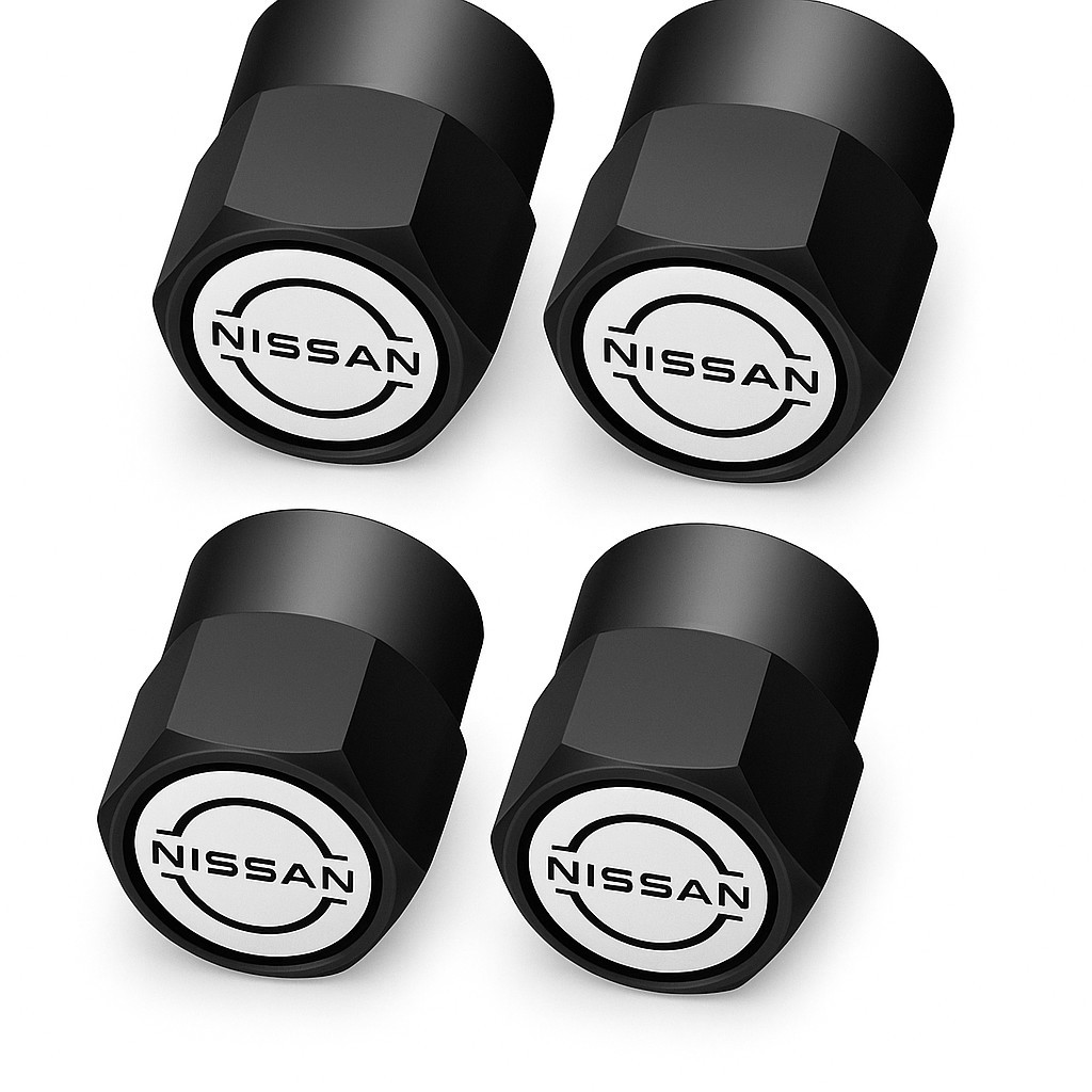 Compatible with Nissan 4Pcs Tire Valve Stem Caps Black Anodized Aluminum Set