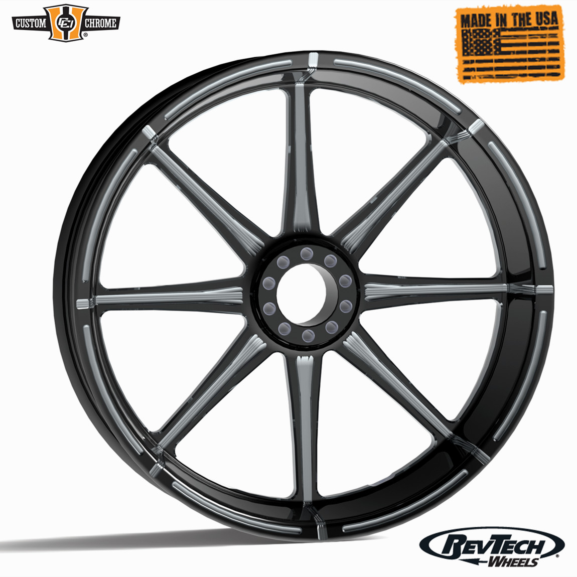 RevTech Custom Black Wheel Rim Fits For Harley Touring Sportster Dyna Softail
