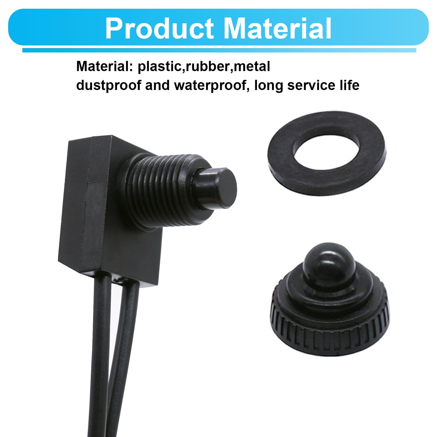 TWTADE 2PCS Waterproof RV Push Button Switch 12V ON/Off SPST 2 PCS, Black