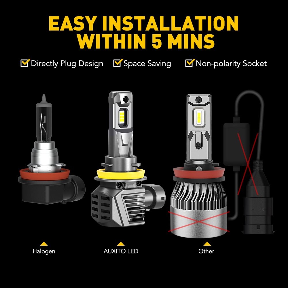 9005 High 9006 H11 Low Beam LED Headlight Bulbs 200W Super Bright CANBUS 55000LM