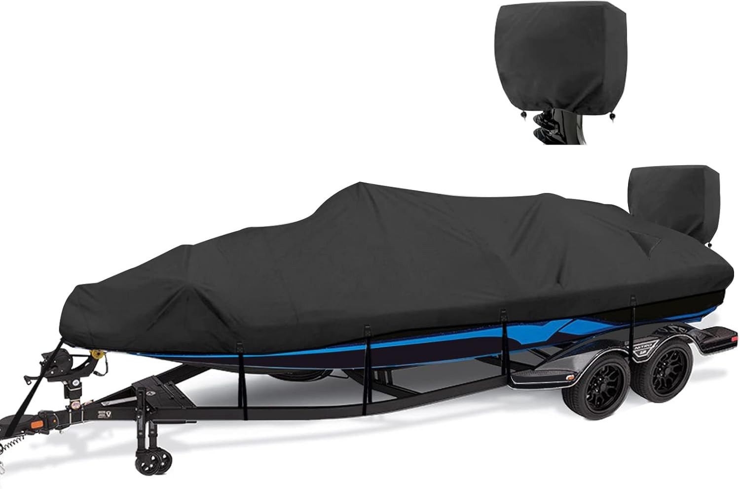 1200D Waterproof Boat Cover 17-19 Ft Bass V-Hull Tri-Hull Runabout UV Black