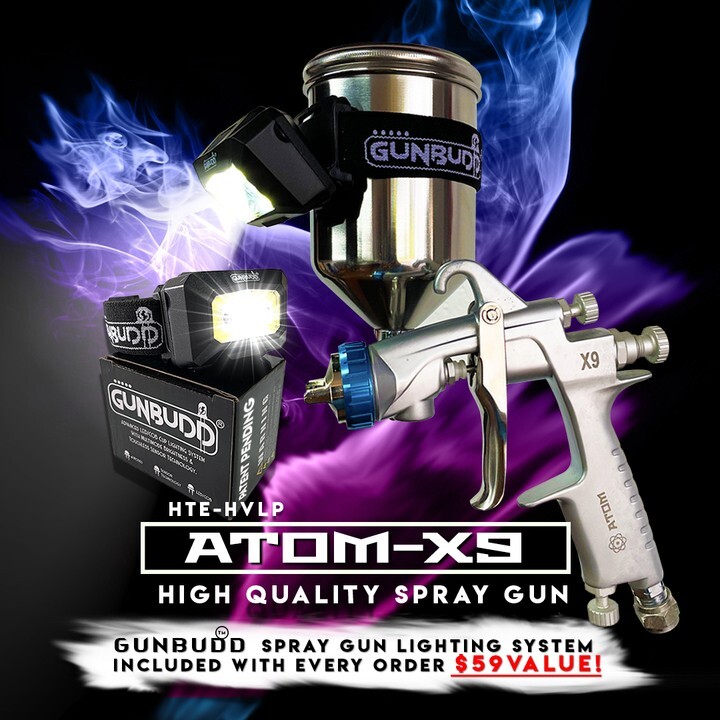 ATOM X9 Spray Gun Kit High-Performance HVLP Gravity Feed System W/ FREE GUNBUDD!