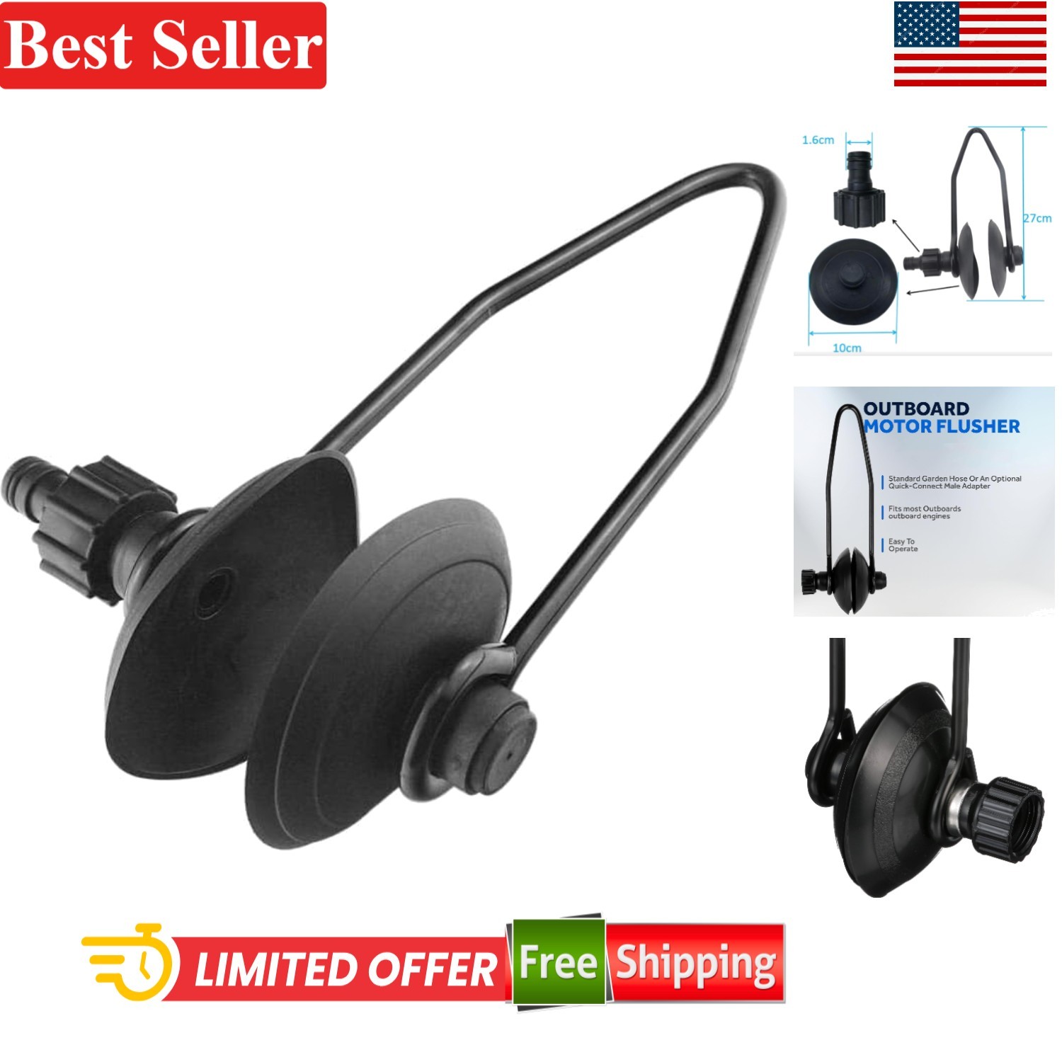 Engine Ear Muffs Outboard Marine Hose Adapter for Water Flushing 0.63in Fits …