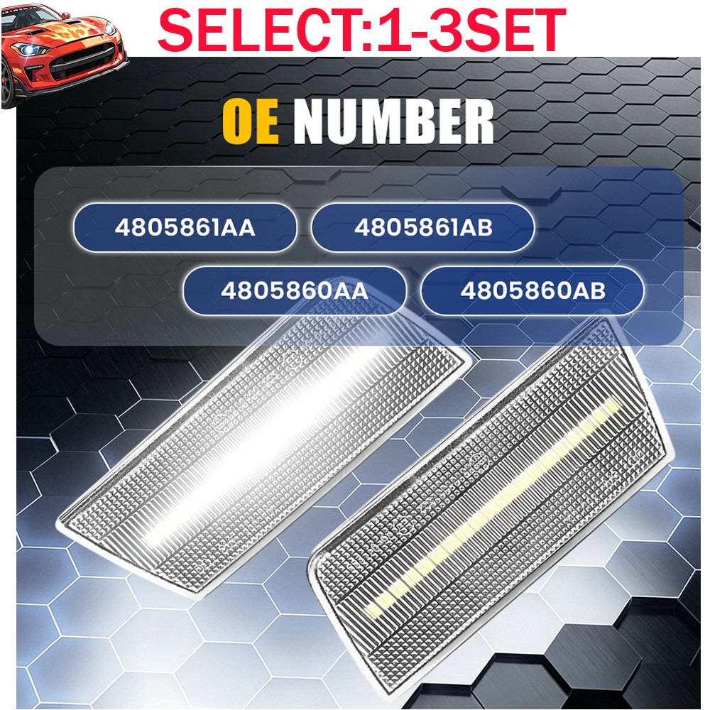 2-6X Clear White LED Side Marker Lights For 2005-09 2010 Chrysler 300 Front IP67