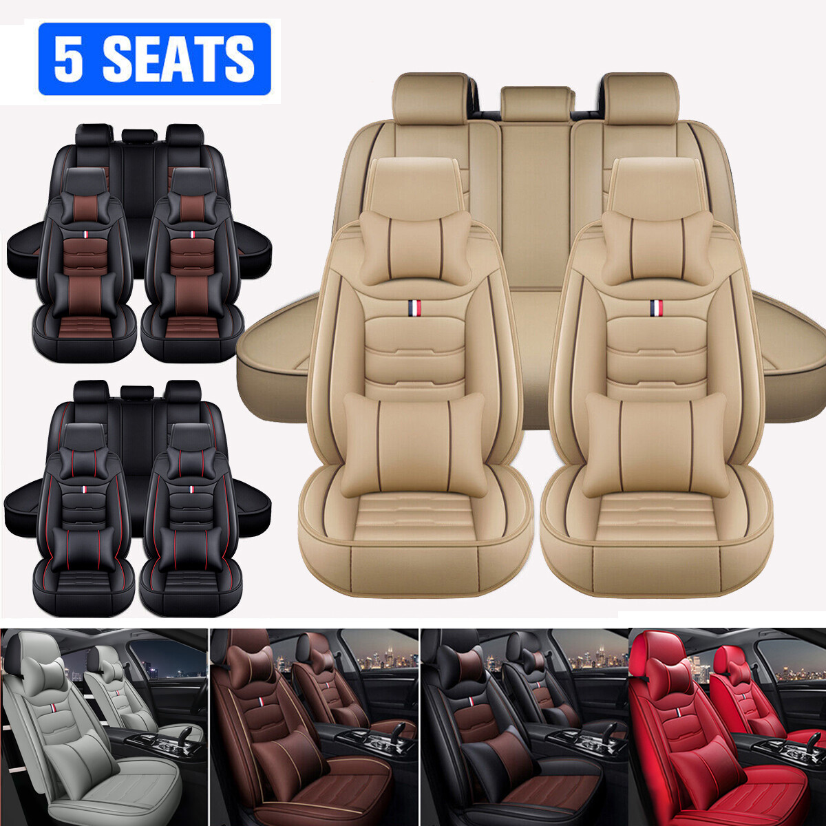 For Hyundai Elantra/Tucson/Sonata/Accent Leather Car Seat Cover Full Set Cushion
