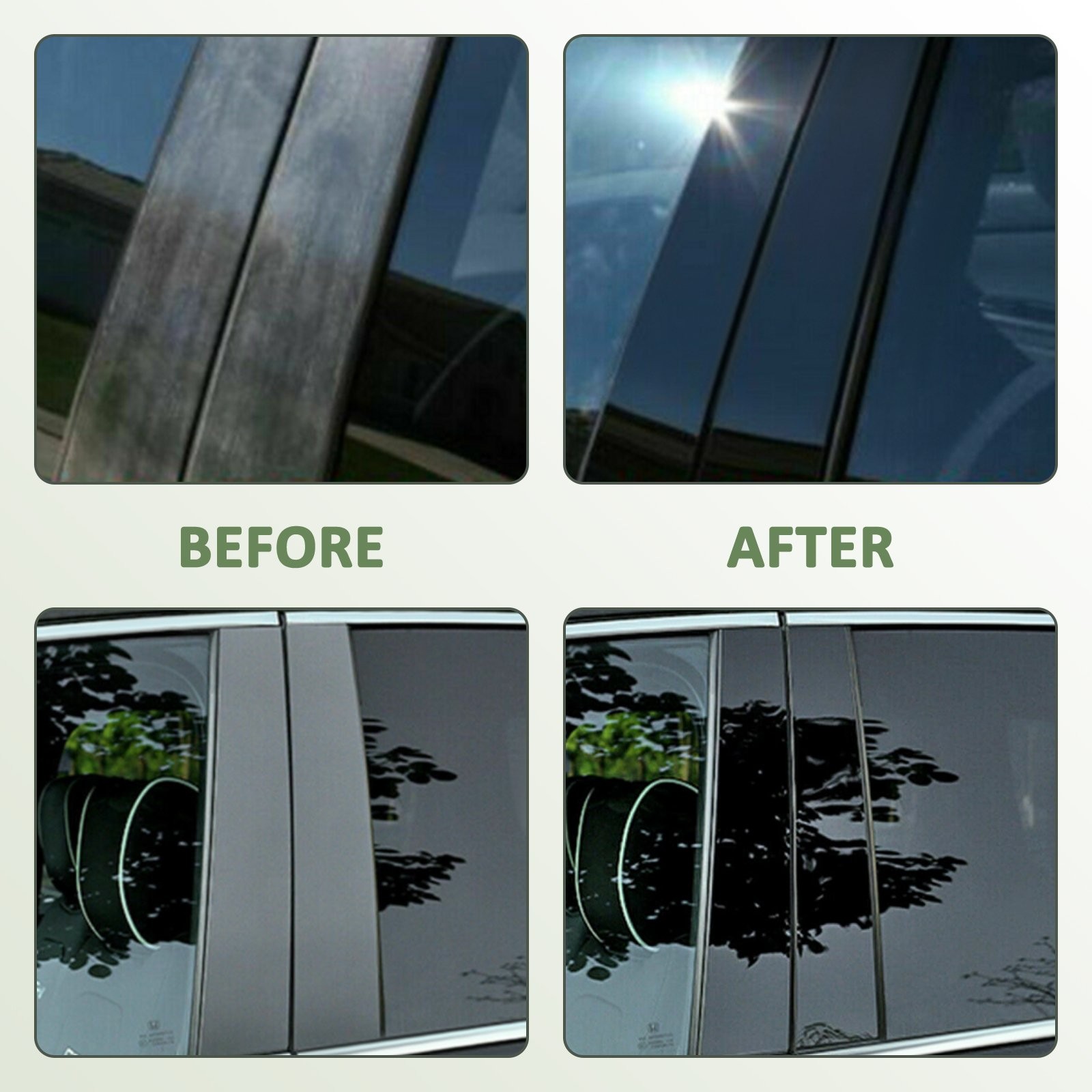 Door Trim 6 Pieces Set Pillar Posts Fits BMW 3-Series 2006-11 Glossy Piano Black