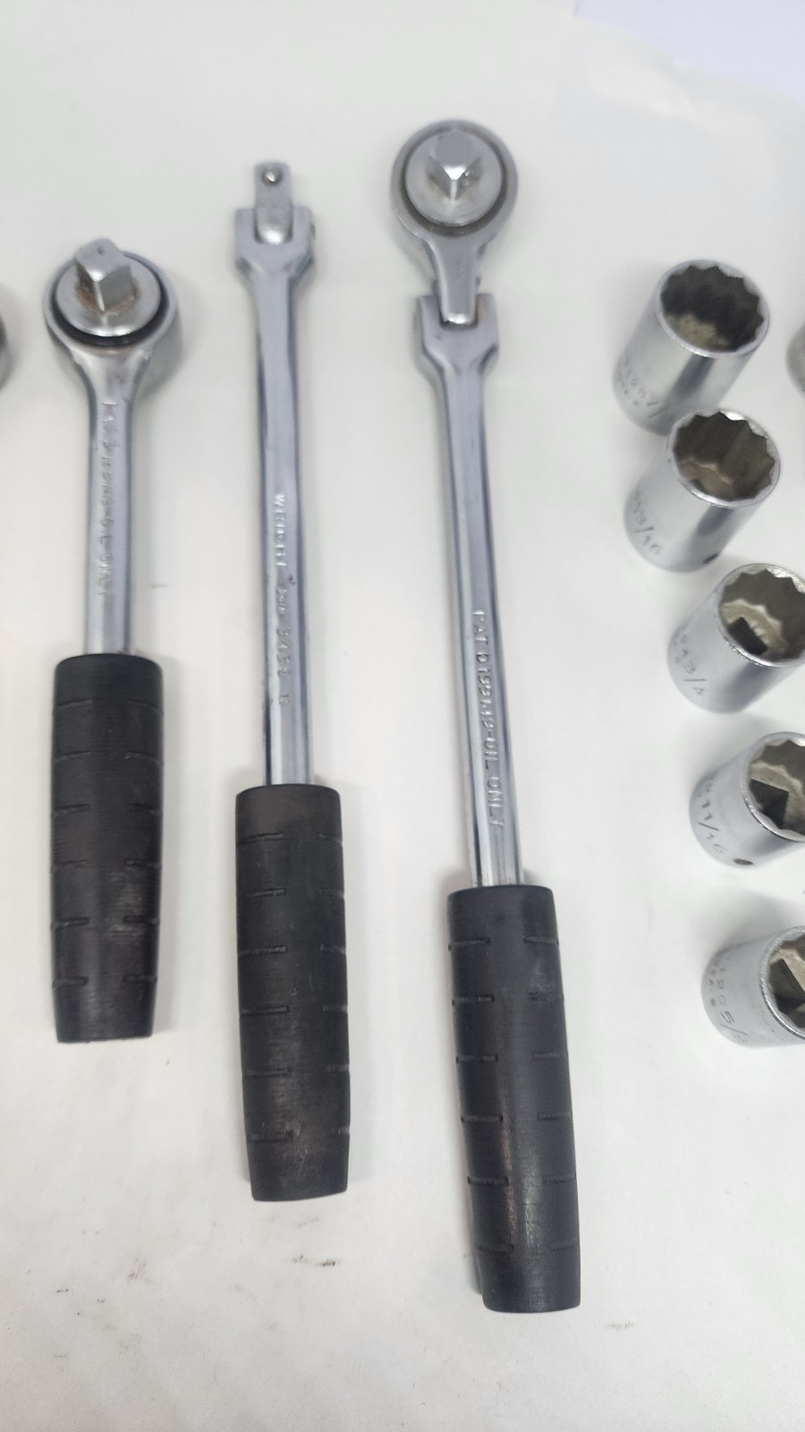 VTG Wright Tool Company Ratchet Lot Of 3 + Breaker Bar With Sockets 3/8″dr 12pt