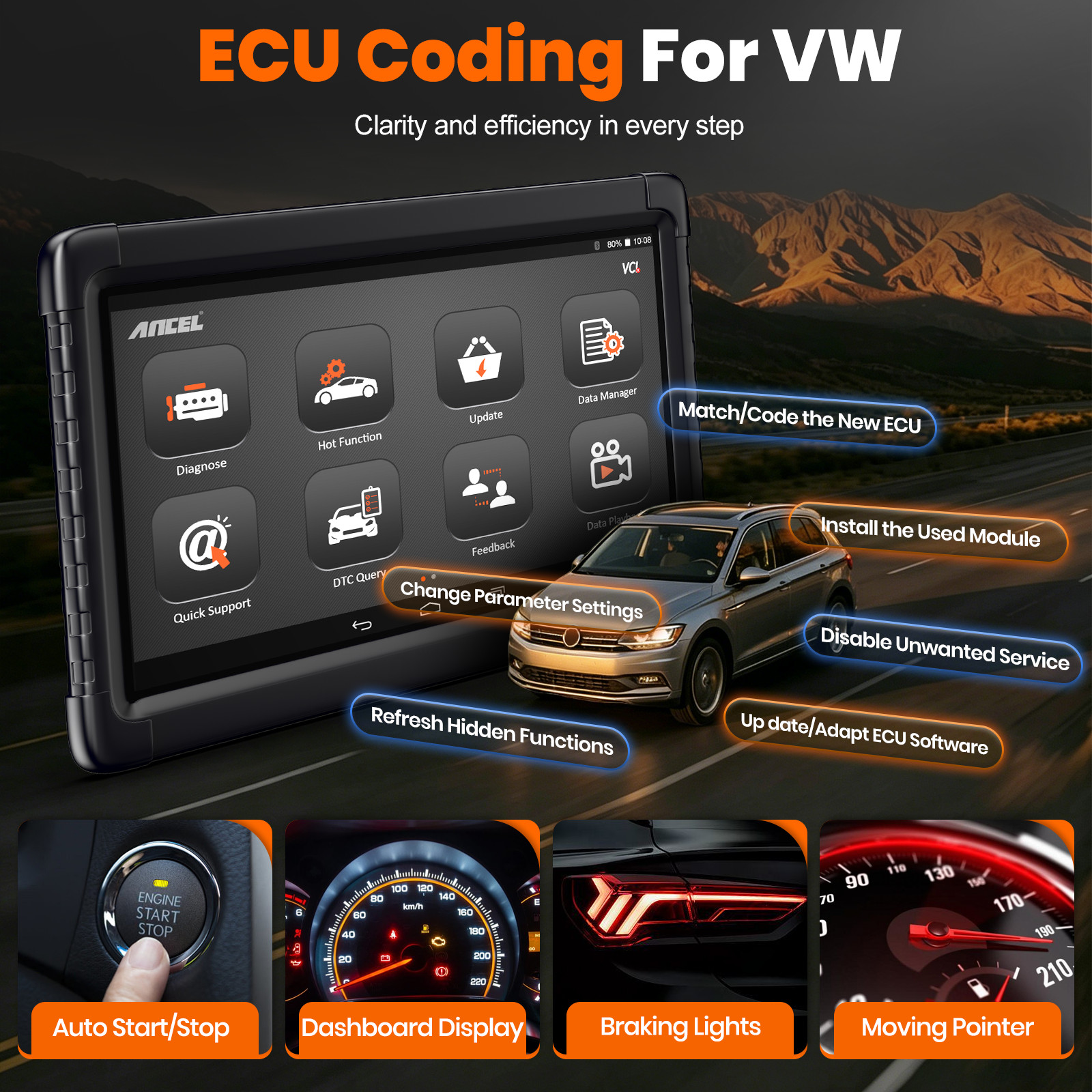 Automotive Bi-Directional Bluetooth OBD2 Scanner Diagnostic Scan Tool ECU Coding