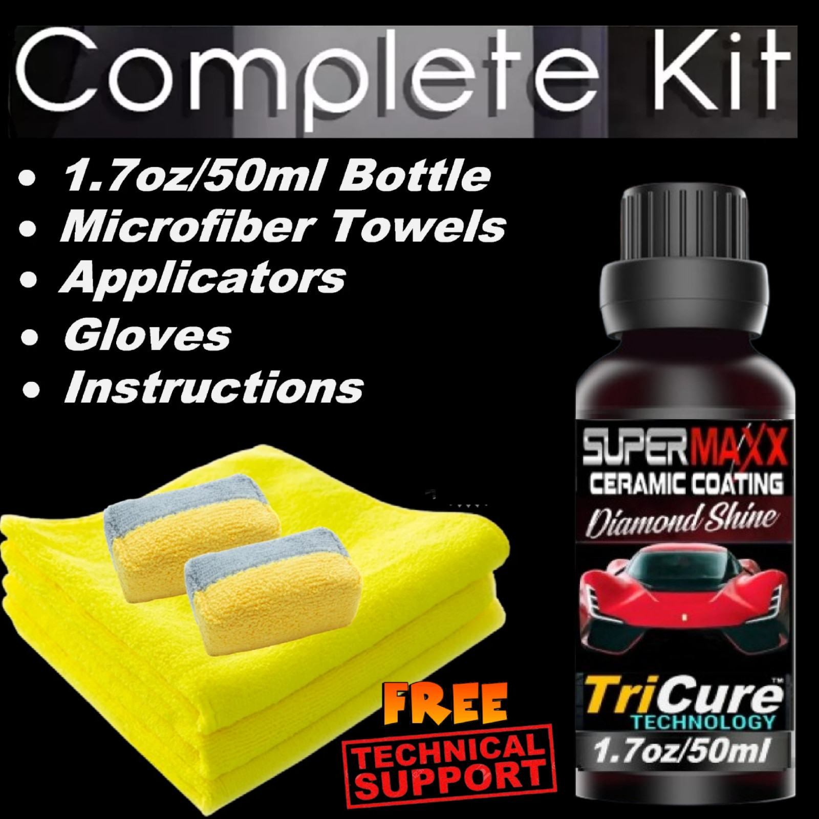 CERAMIC CAR COATING ADVANCED “TRICURE” TECHNOLOGY “PAINT PROTECTION GLOSS”- KIT