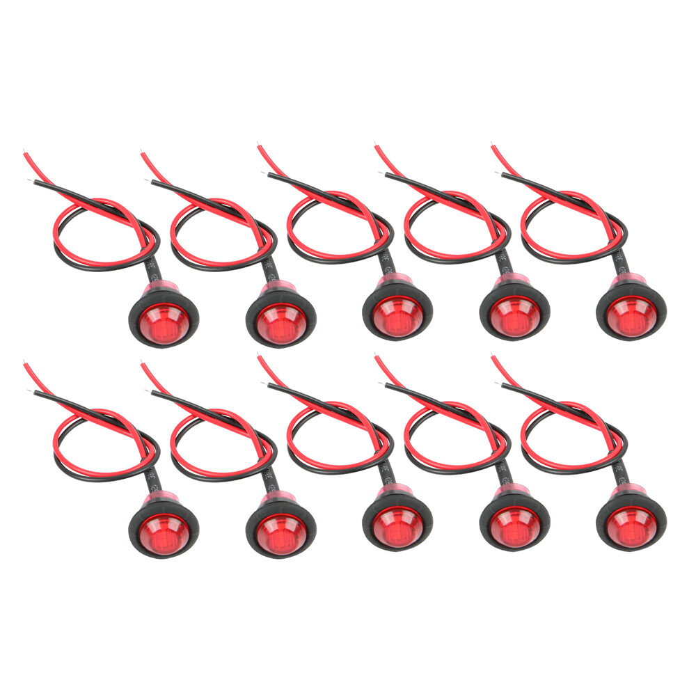 3/4″ Marker Lights LED Truck Trailer Round Side Bullet Light White Amber Red 12V