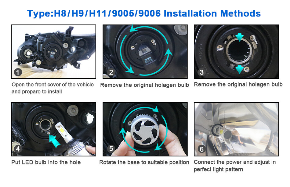 RIDROID H11 LED Headlight Kit Low Beam Bulb Super Bright 6000K Bulbs Free Return