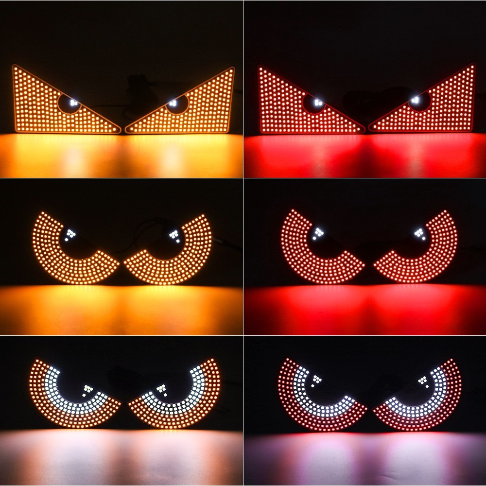 Front rear Led Windshield Display Animation Flashing Demon Eyes Dynamic Lights