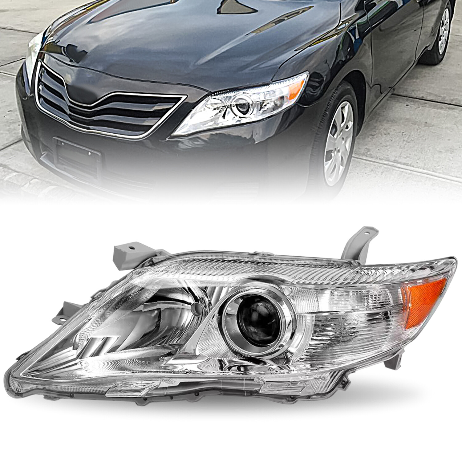 For 2010 2011 Toyota Camry Sedan Headlights Headlamps Chrome Housing Left Driver