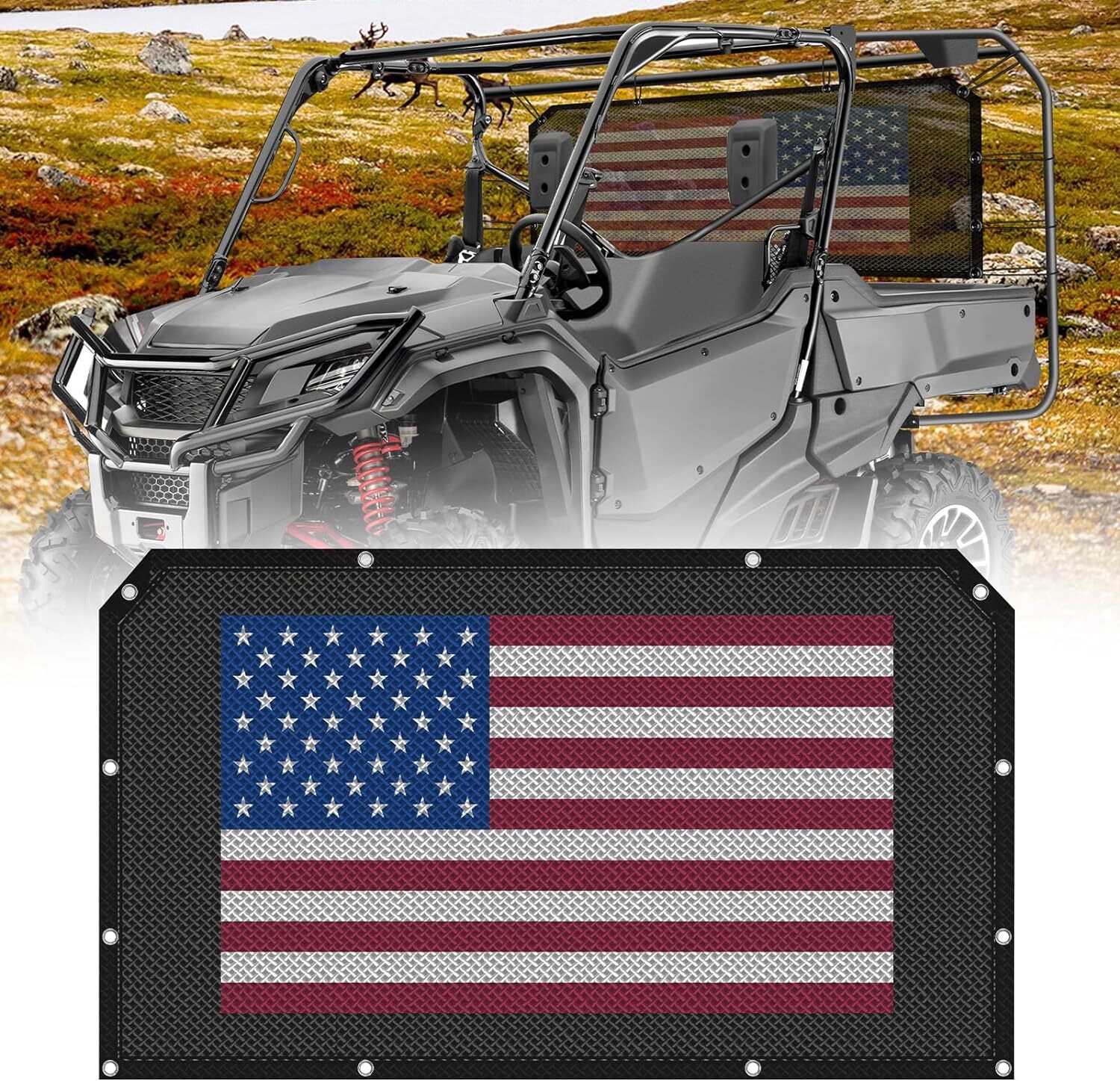 Rear Window Net Sun Dust Panel Mesh Windshield for Pioneer 500/700/1000 2016-23