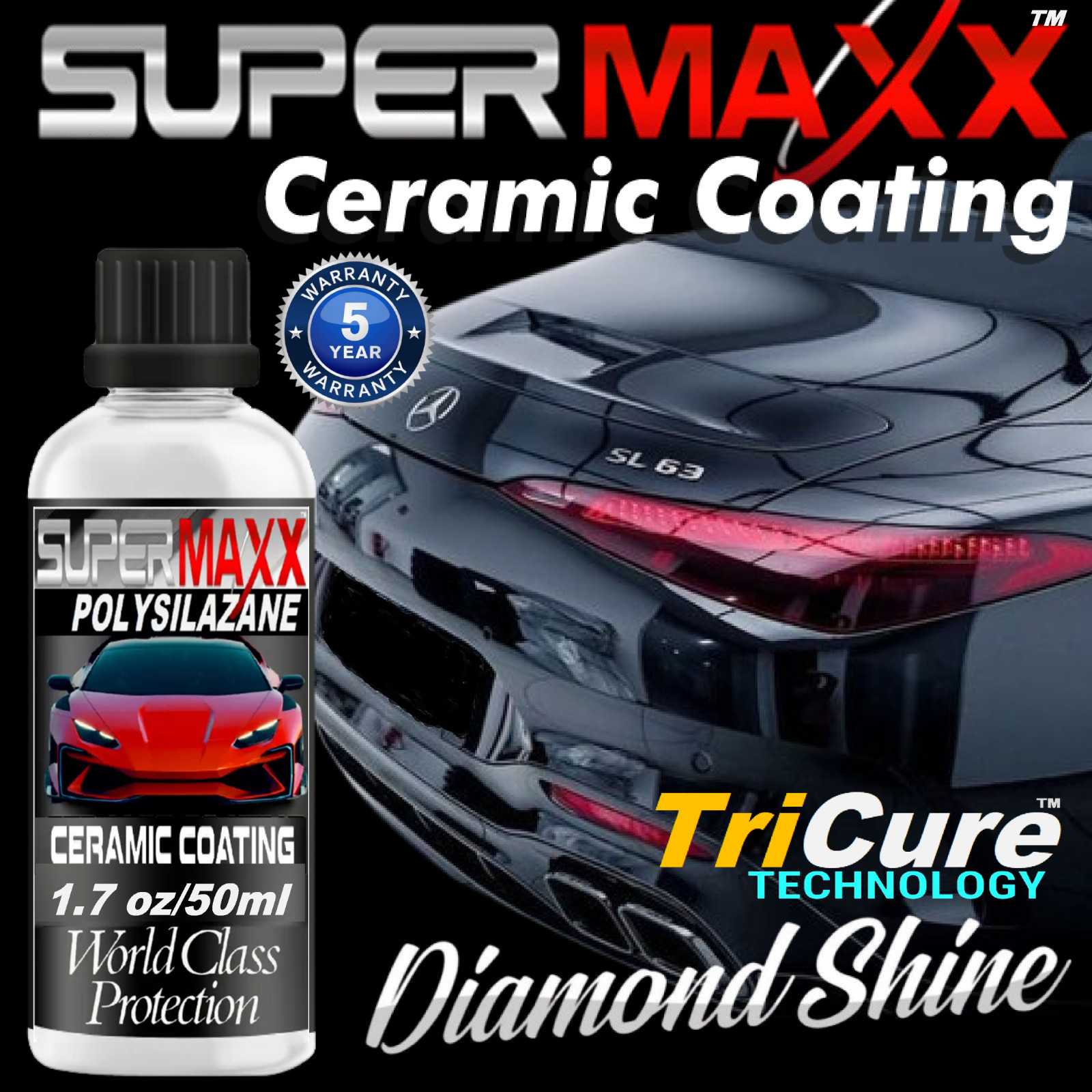 CERAMIC CAR COATING TRICURE 5 YR ADVANCED “POLYSILAZANE PAINT PROTECTION -“50ML”