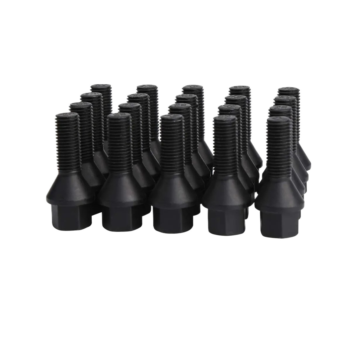 Black M14x1.5 27mm Shank Cone Seat Lug Bolts For Audi VolksWagen Mercedes Benz