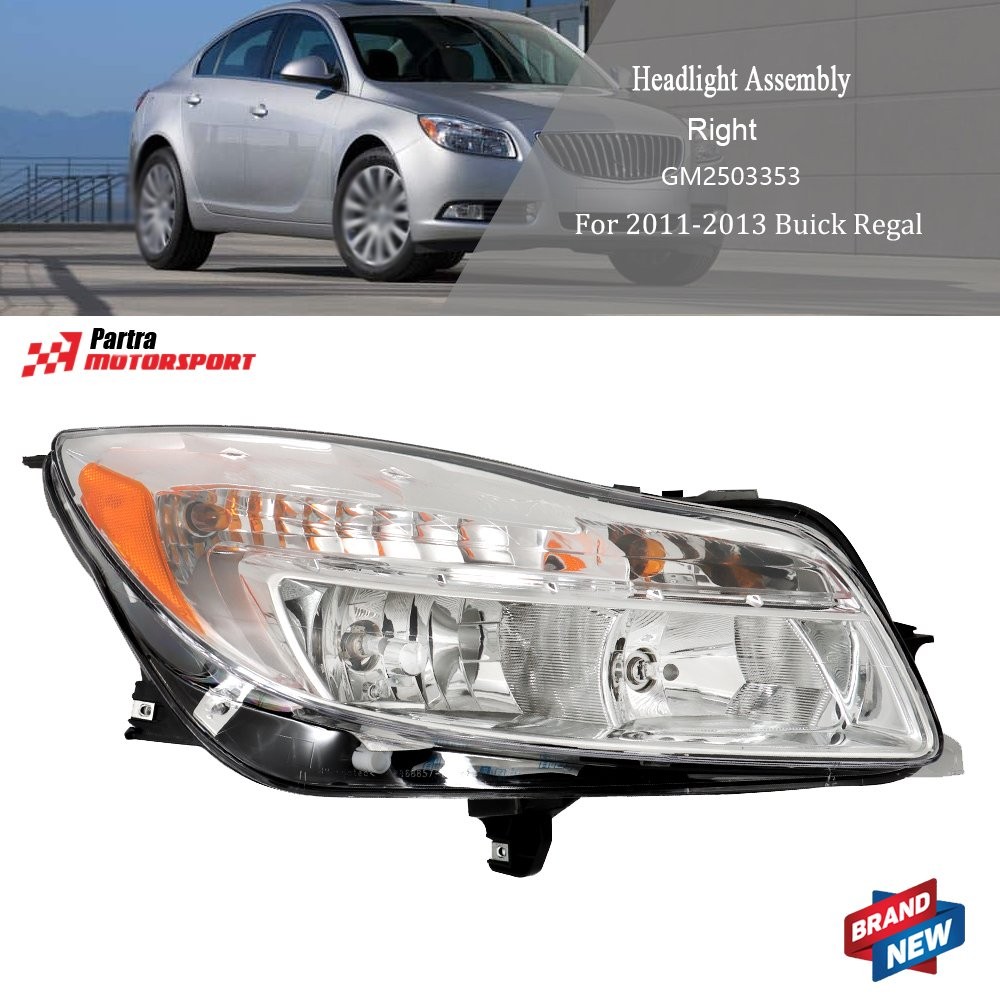 Headlight Replacement For Buick Regal 2011-2013 Right Side Clear Lens Halogen
